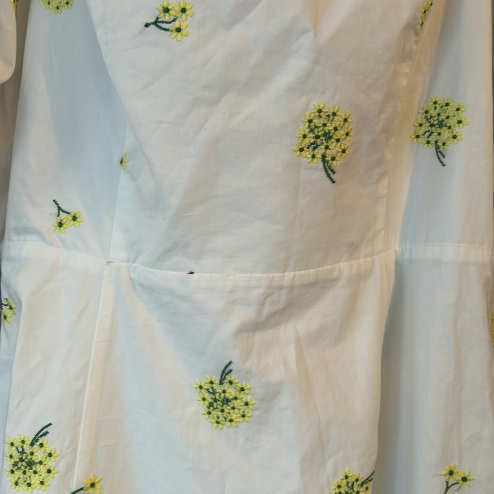 #106 - ZARA White Embroidered Poplin Long Dress -  Size Small - Picture 12 of 15